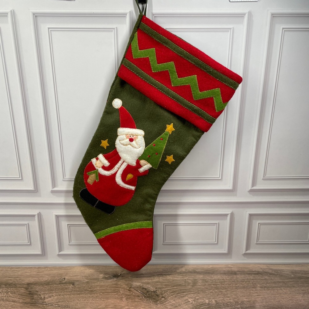 Christmas Stocking Santa Claus Tree‎ Felt Applique Holiday Decor